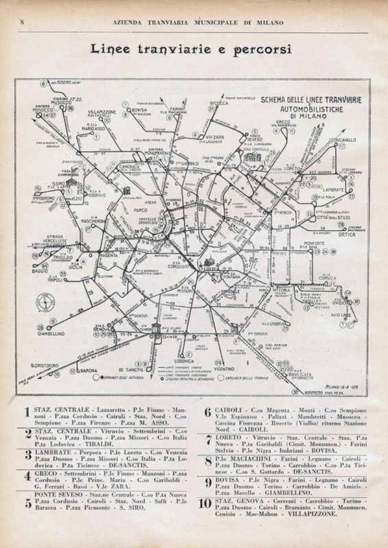 "Linee tranviarie e percorsi" - Rivista Mensile, numero 1, aprile 1932, pag.18.