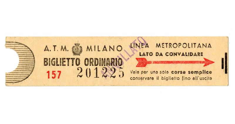 Biglietto ordinario valido per una corsa semplice sulla linea metropolitana, 1964.