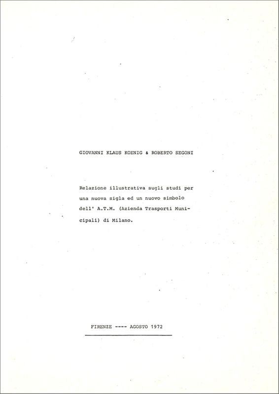 Relazione di Koenig e Segoni, 1972, copertina.