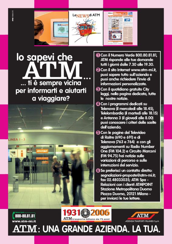 "ATM: una grande azienda. La tua.", 2006 "ATM: una grande azienda. La tua.", 2006