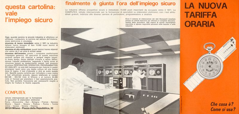 "La nuova tariffa oraria", 1970 - esterno "La nuova tariffa oraria", 1970 - esterno