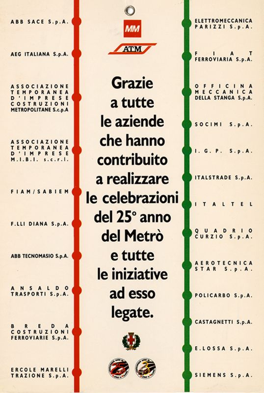 "Tutti i metrò, metro per metro" - retro, 1990 "Tutti i metrò, metro per metro" - retro, 1990