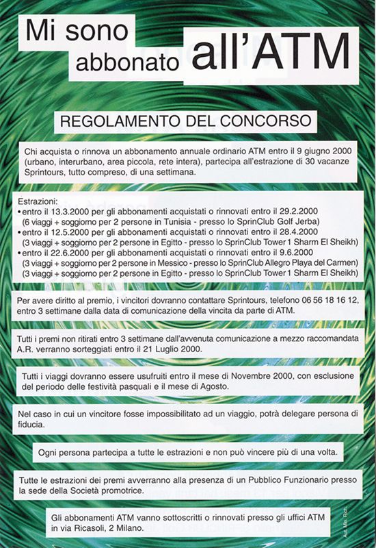 "Mi sono abbonato all'ATM" - retro, 2000 "Mi sono abbonato all'ATM" - retro, 2000