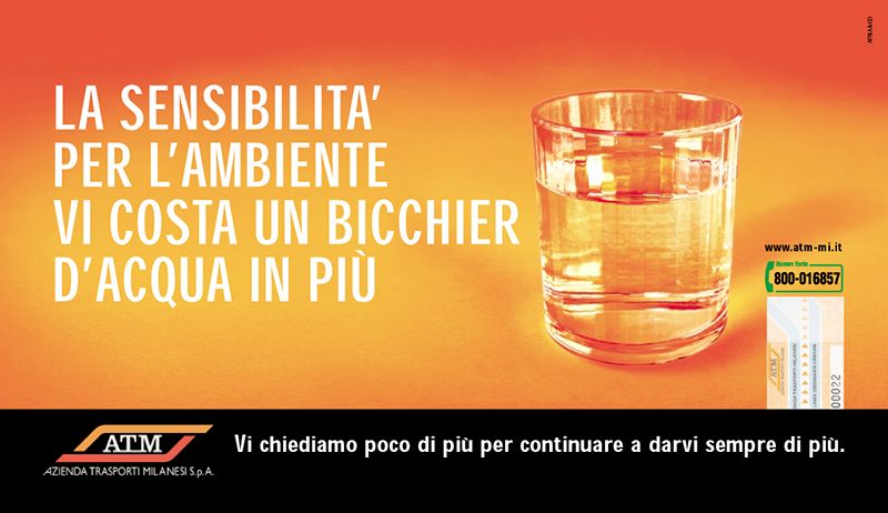 "La sensibilità per l'ambiente vi costa un bicchier d'acqua in più", 2002