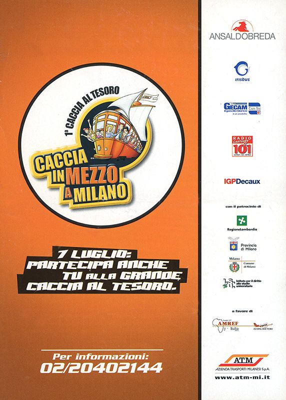 "1a Caccia al Tesoro. Caccia in mezzo a Milano"- fronte, 2002 "1a Caccia al Tesoro. Caccia in mezzo a Milano"- fronte, 2002