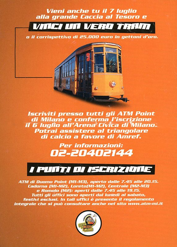"1a Caccia al Tesoro. Caccia in mezzo a Milano" - retro, 2002 "1a Caccia al Tesoro. Caccia in mezzo a Milano" - retro, 2002